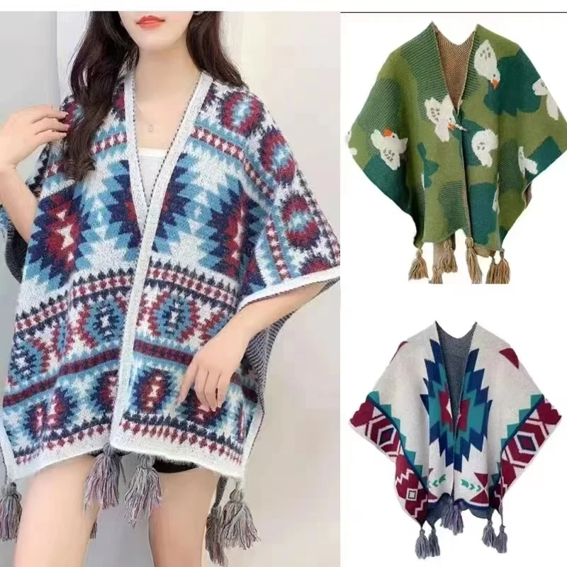 Thick Cashmere Scarf for Women Fashion Winter Warm Pashmina Shawl Wraps Female Blanket Print Cotton Poncho Echarpe