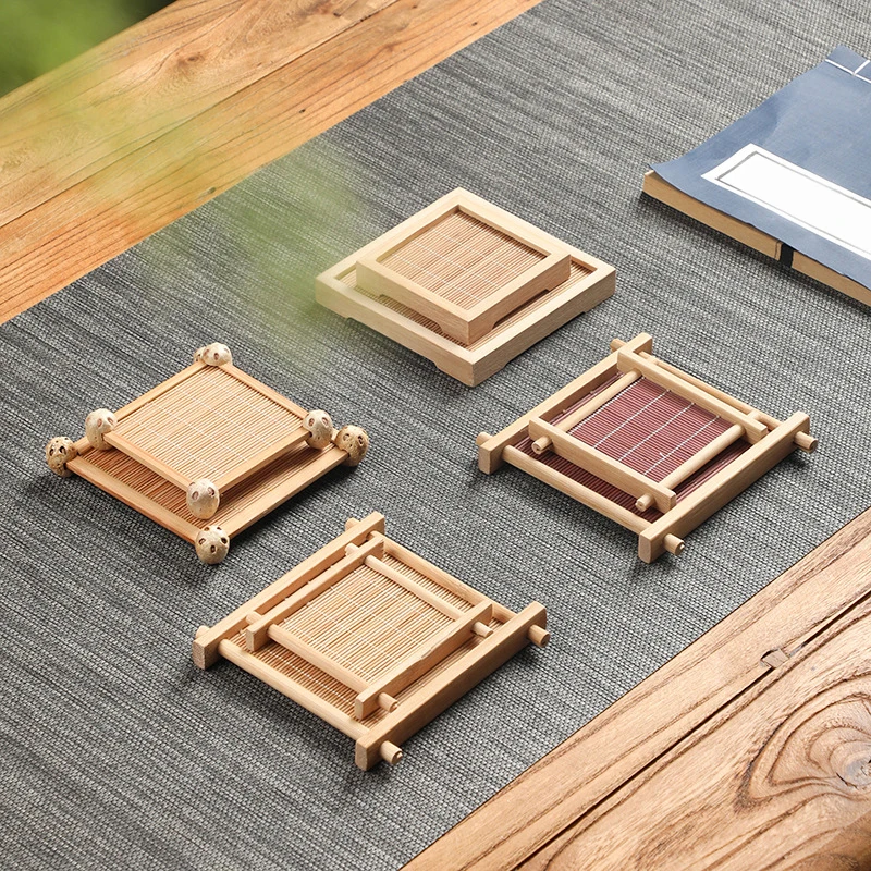 Bamboo Square Tea Coaster Heat - Desktop Organizer Bamboo 评论和价格