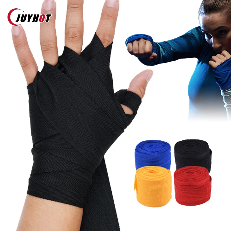 2.5/5M Cotton Boxing Bandage Wrist Wraps Sport Kickboxing Muay Thai Handbands Training Competition Gloves Combat Protect Boxing