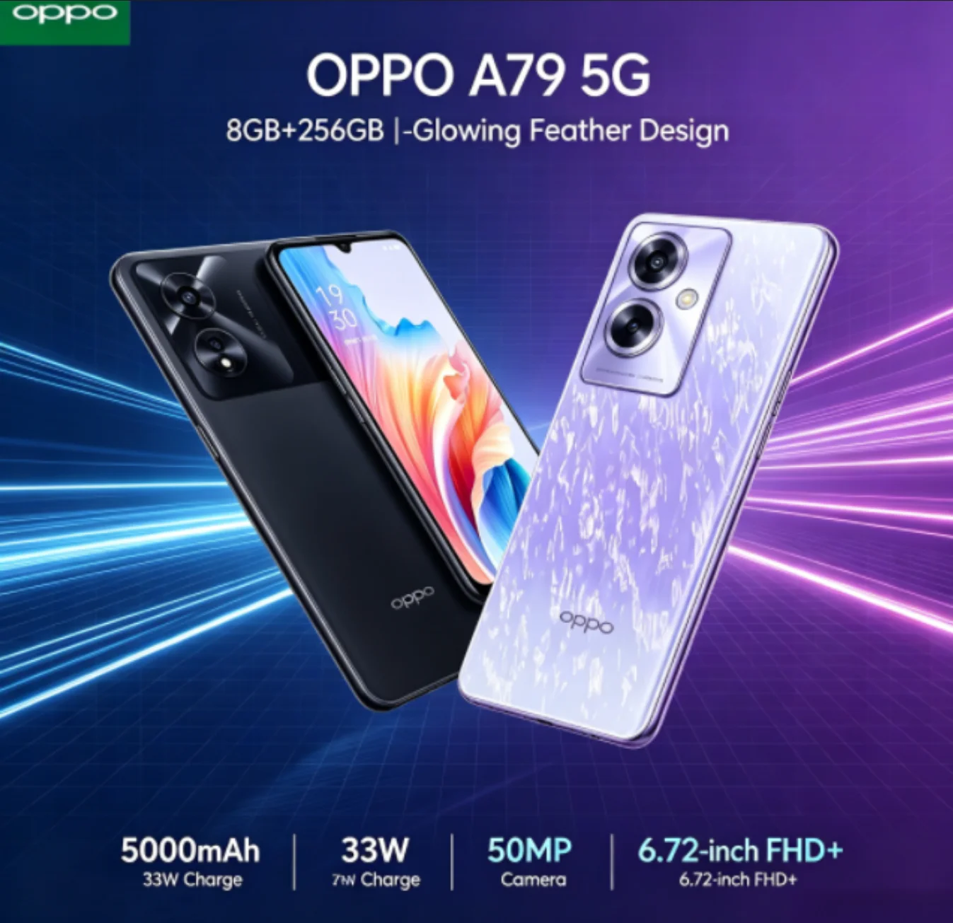 2026 New OPPO A79 Smartphone - 8GB RAM 256GB Storage Unlocked Dual SIM 6.2' FHD+ Waterdrop Screen Mediatek Helio P60 AI Chip