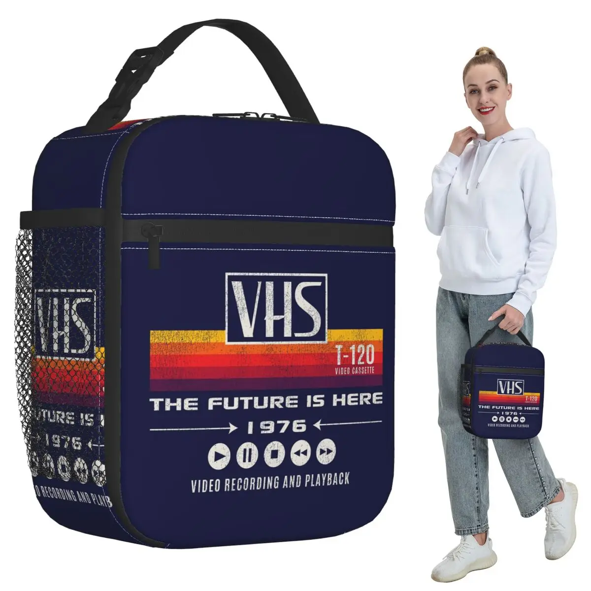 

VHS The Future Is Here 1976 Worn Out Dks Insulated Lunch Bag for Women Office Cooler Thermal Food Box Tote Lunch Boxes Container