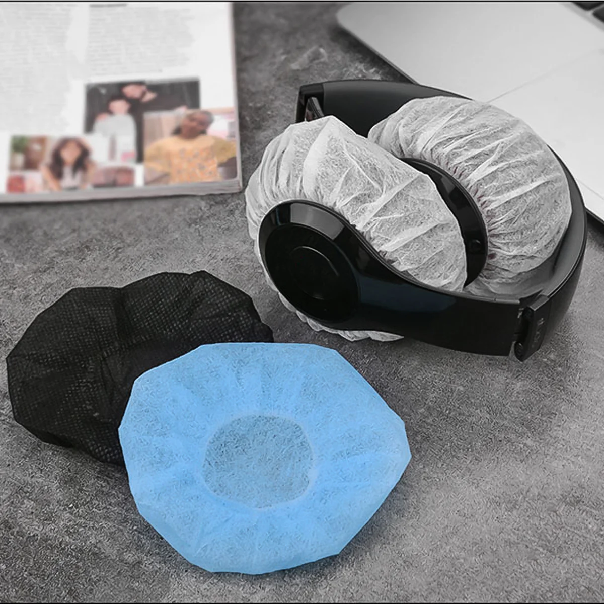 

50Pairs Headphone Ear Cover Disposable Nonwoven Sanitary Earpad Protector Sweatproof for Travel School Headset Use