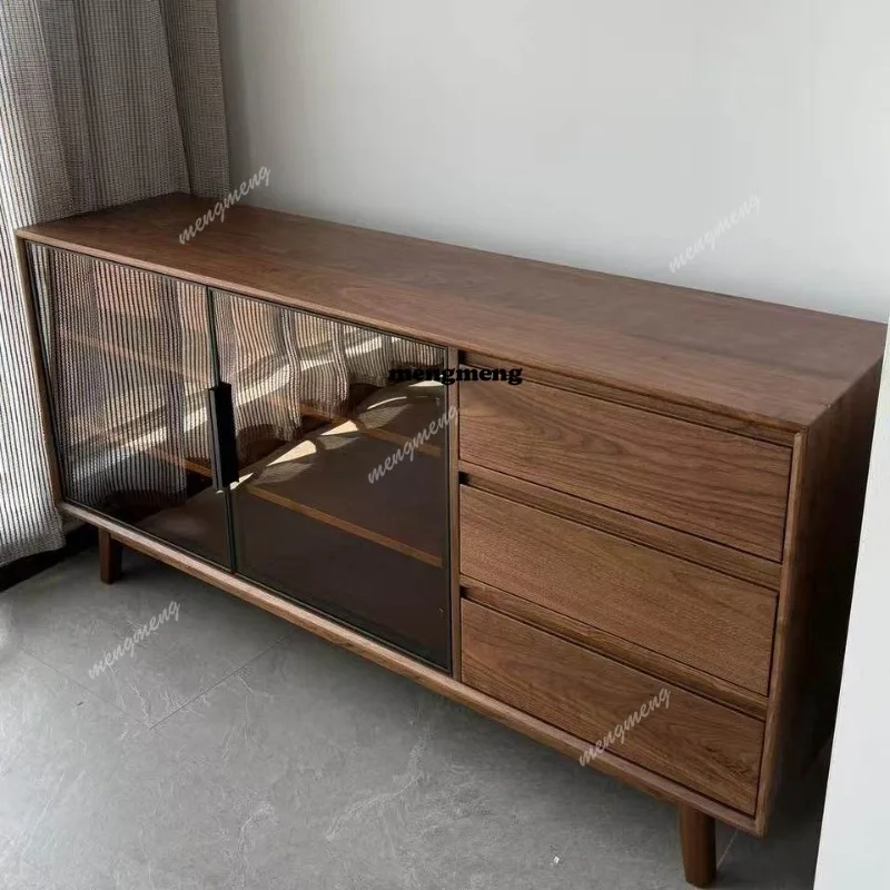 

New Chinese locker, solid wood dining side cabinet display glass display cabinet customization