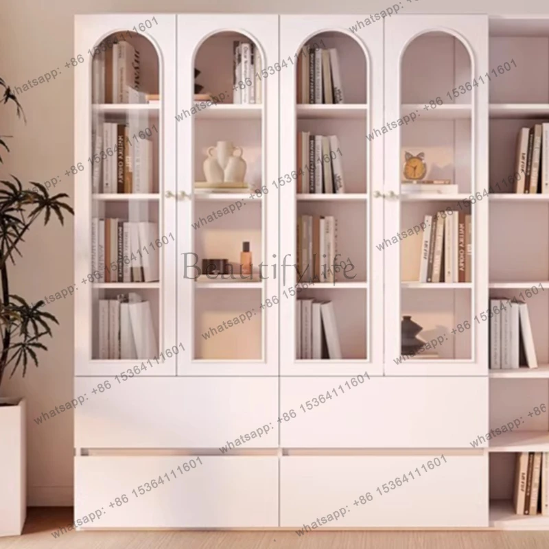 

Integrated French Bookcase Glass Door Details Cream Bookshelf Medieval Grandeur Living Room Furniture Bucherschrank