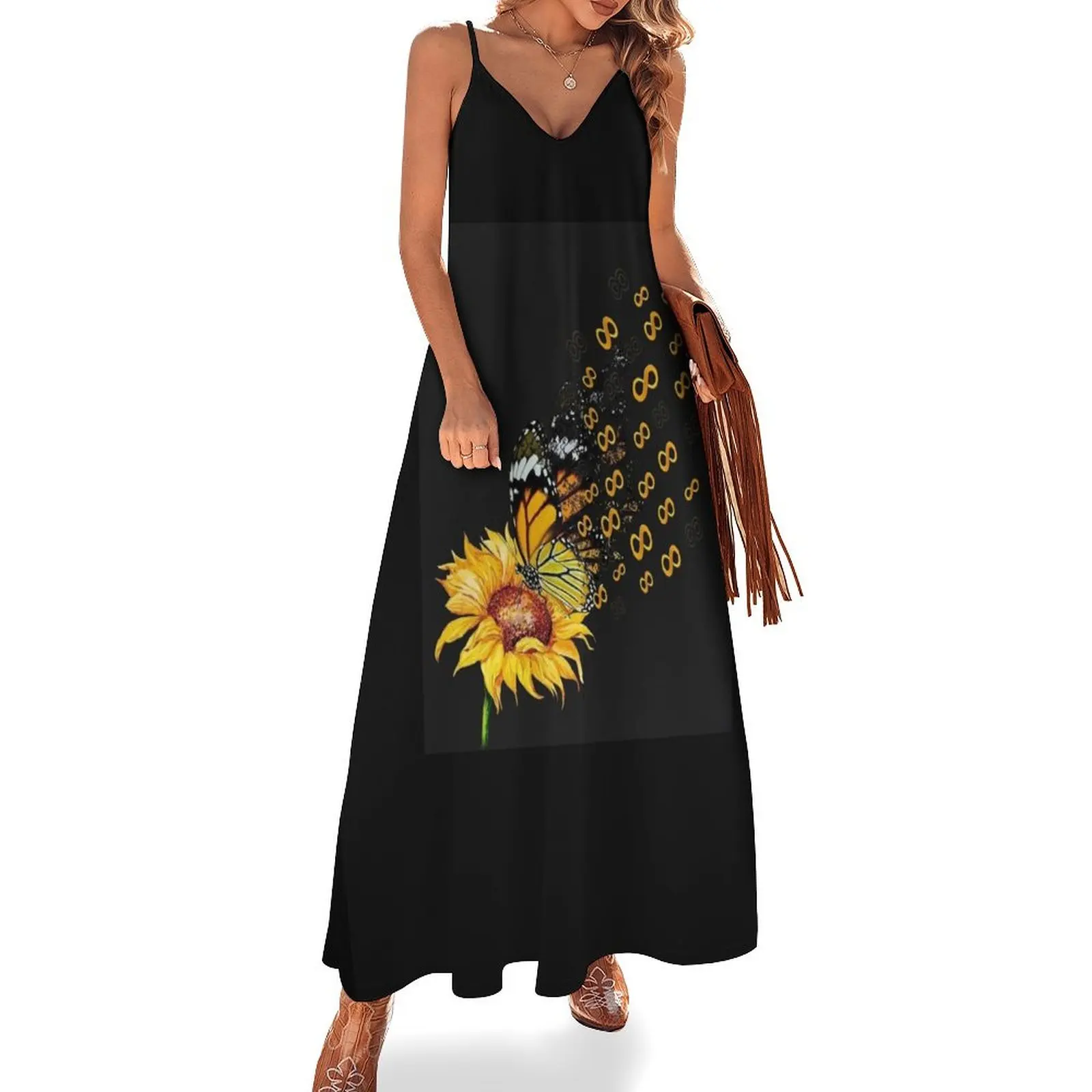

Autism Acceptance Butterfly Sleeveless Dress Female clothing purple dress