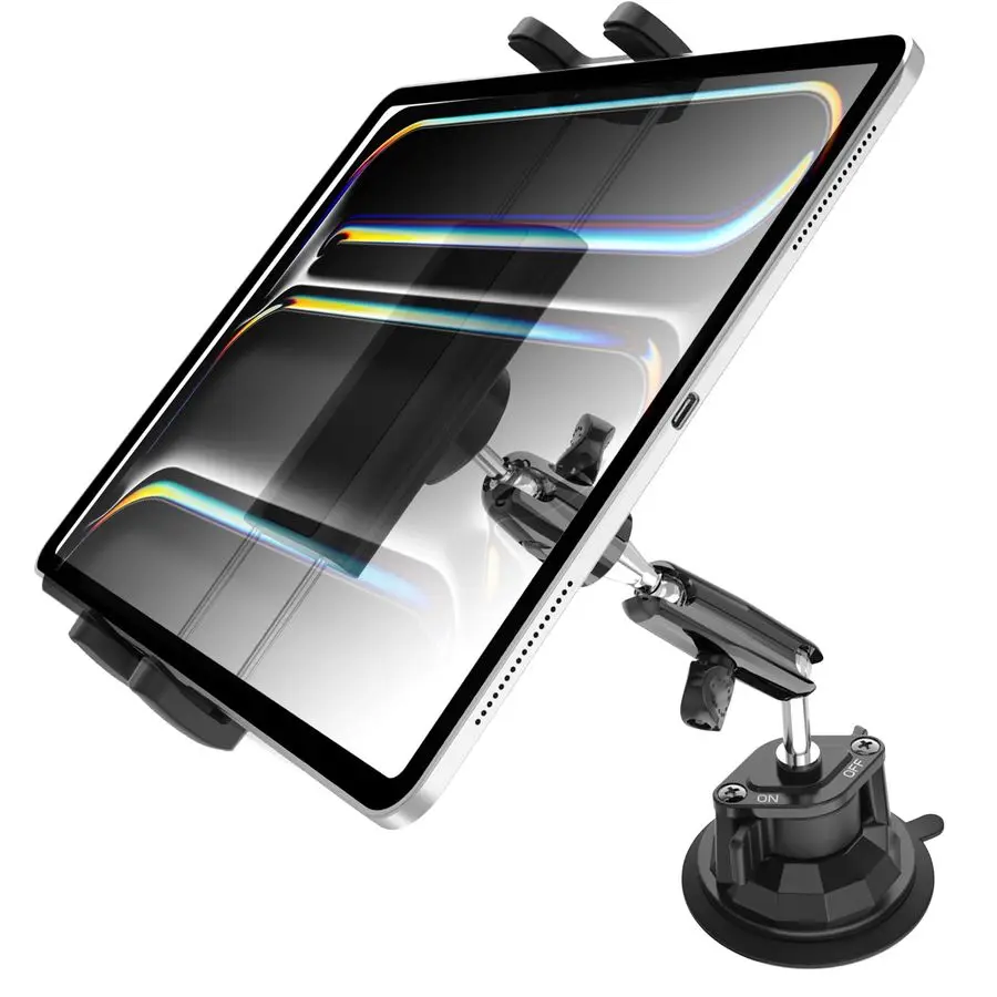 

Tablet Holder for Car Truck SUV Dashboard Windshield, Strong Suction Cup Tablet Phone Mount with 7.5 Metal Arm 360 Rotation Fits