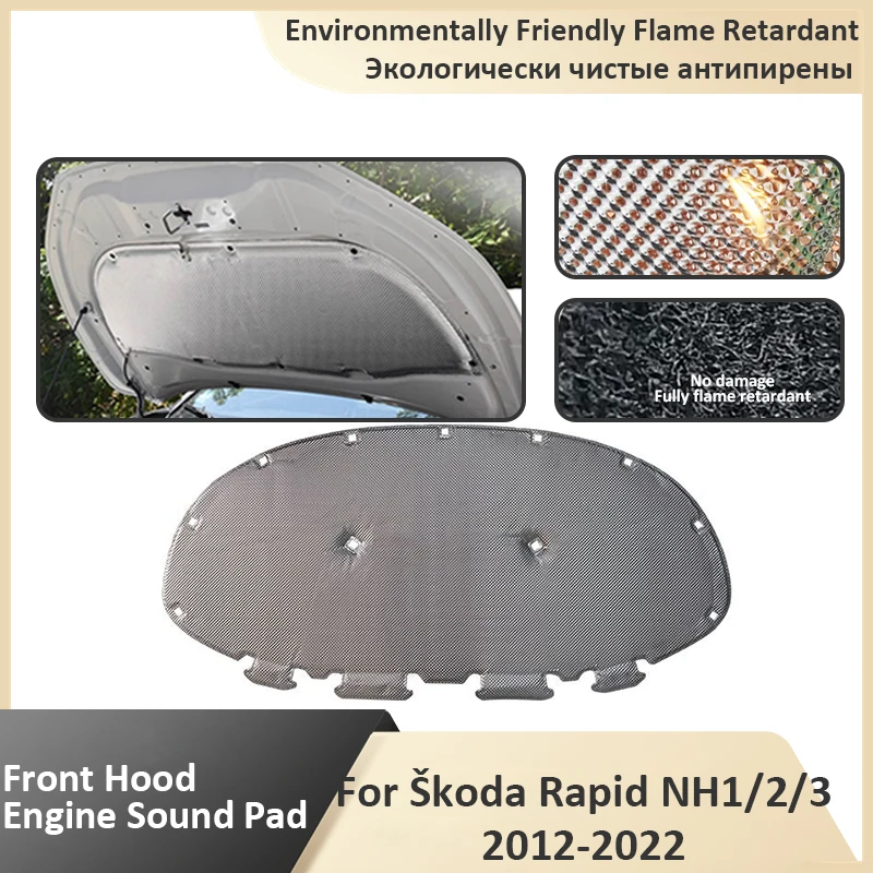 Front Hood Engine For Skoda Rapid NH1 2 3 2012 2013 2014 2015 2016 2017 2018 2019 2020 2021 2022 Thermal Sound Insulation Mat