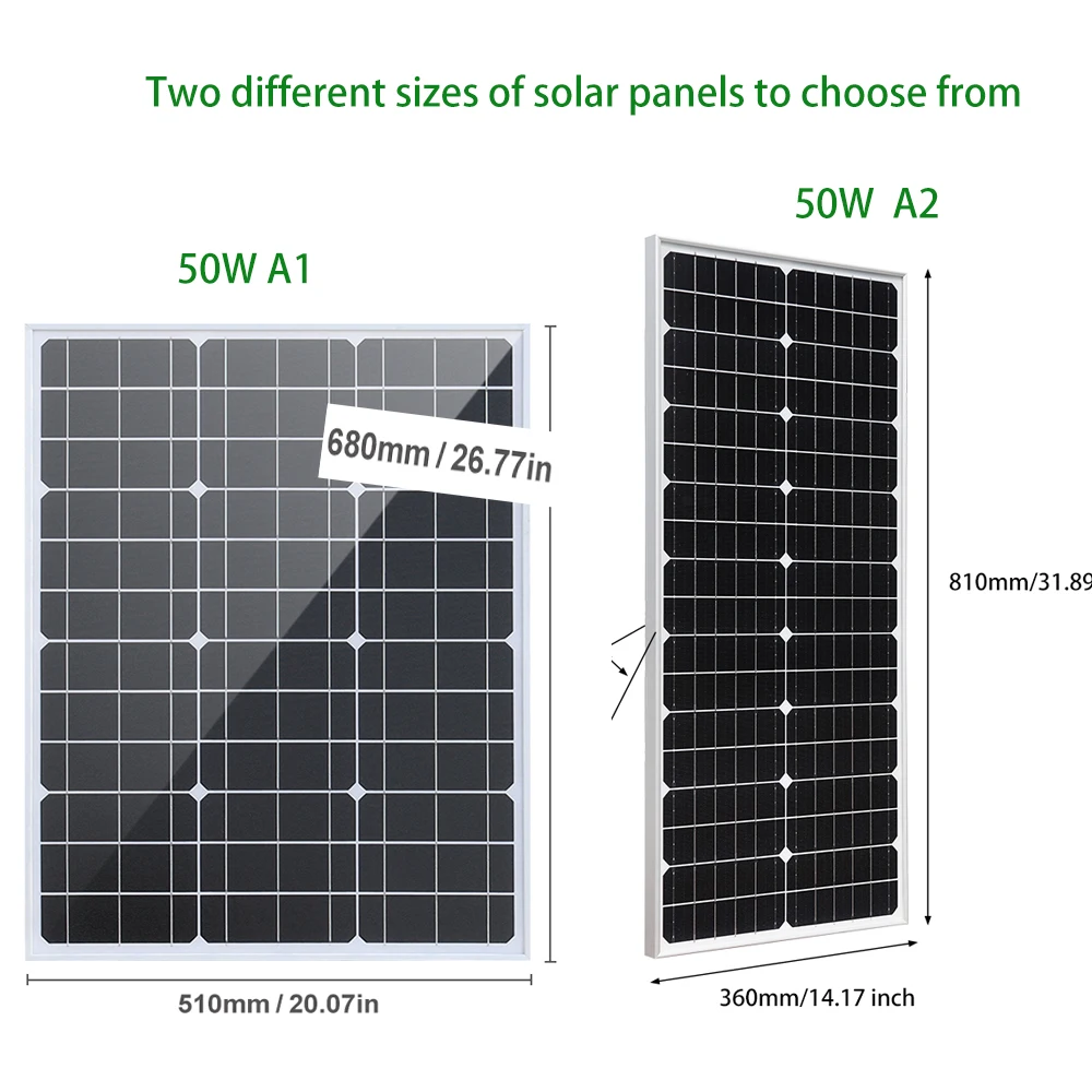 

50W Rigid Solar Panel 50 Watt Photovoltaic battery Mono cell solar panels power generators camping equipment placa solar charger