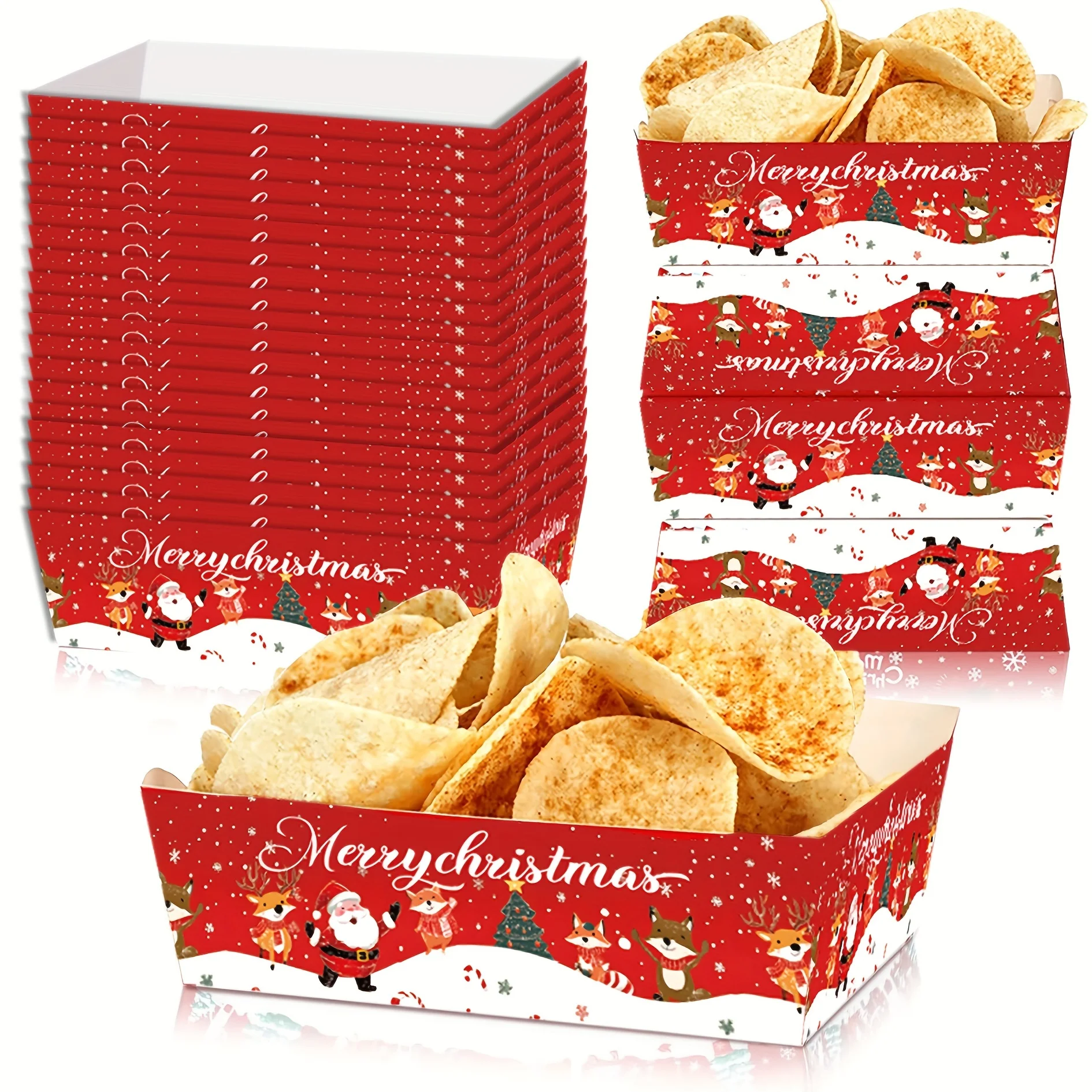 Xmas Food Snacks - 20 Pezzi Vassoi di Carta Natalizi