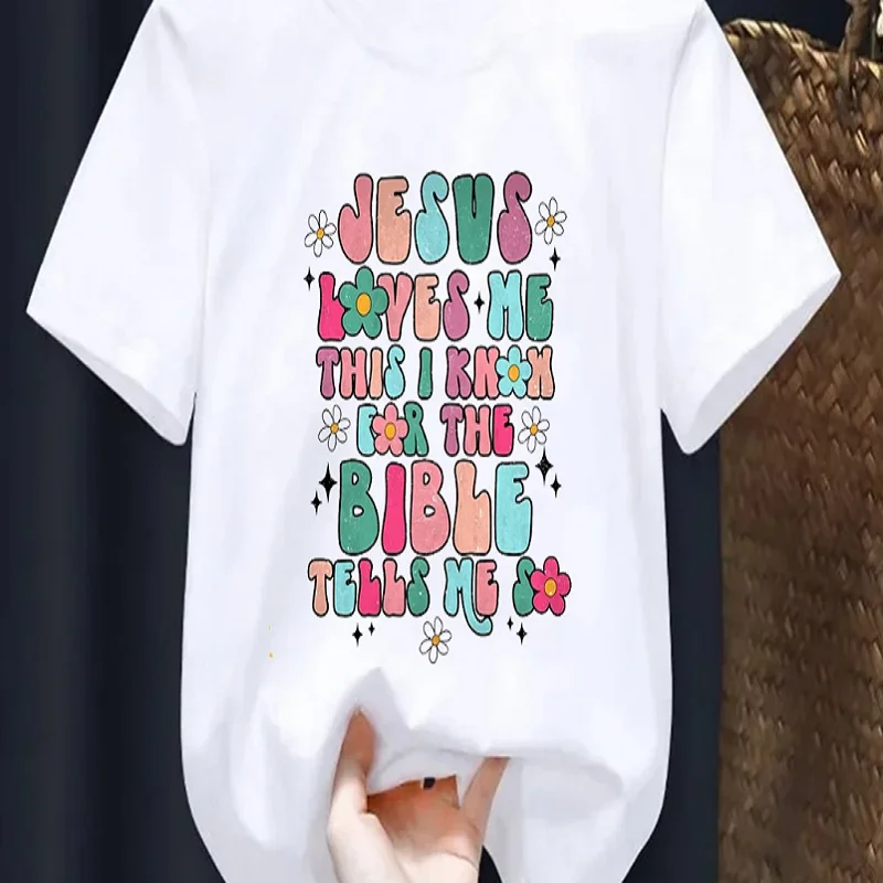 

Новая стильная детская футболка с графическим принтом «Любитель Иисуса», модная милая футболка для мальчиков/девочек, белые топы с круглым вырезом и короткими рукавами