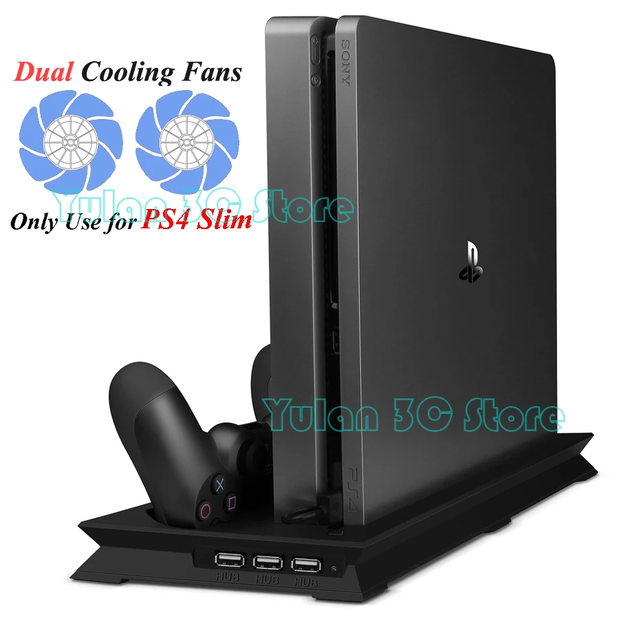 Soporte Vertical delgado para PS4 con ventilador de refrigeración, controlador, cargador, estación de carga, Play Station 4 PS 4 S, accesorios para juegos
