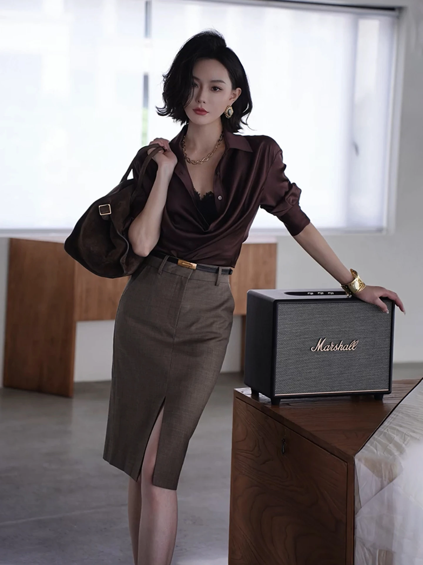 

Ele Brown irt Skirt Set Salt Series Early Autumn 2025 New Sle Two-Piece Women's Faion Set Casual Wear for Adults