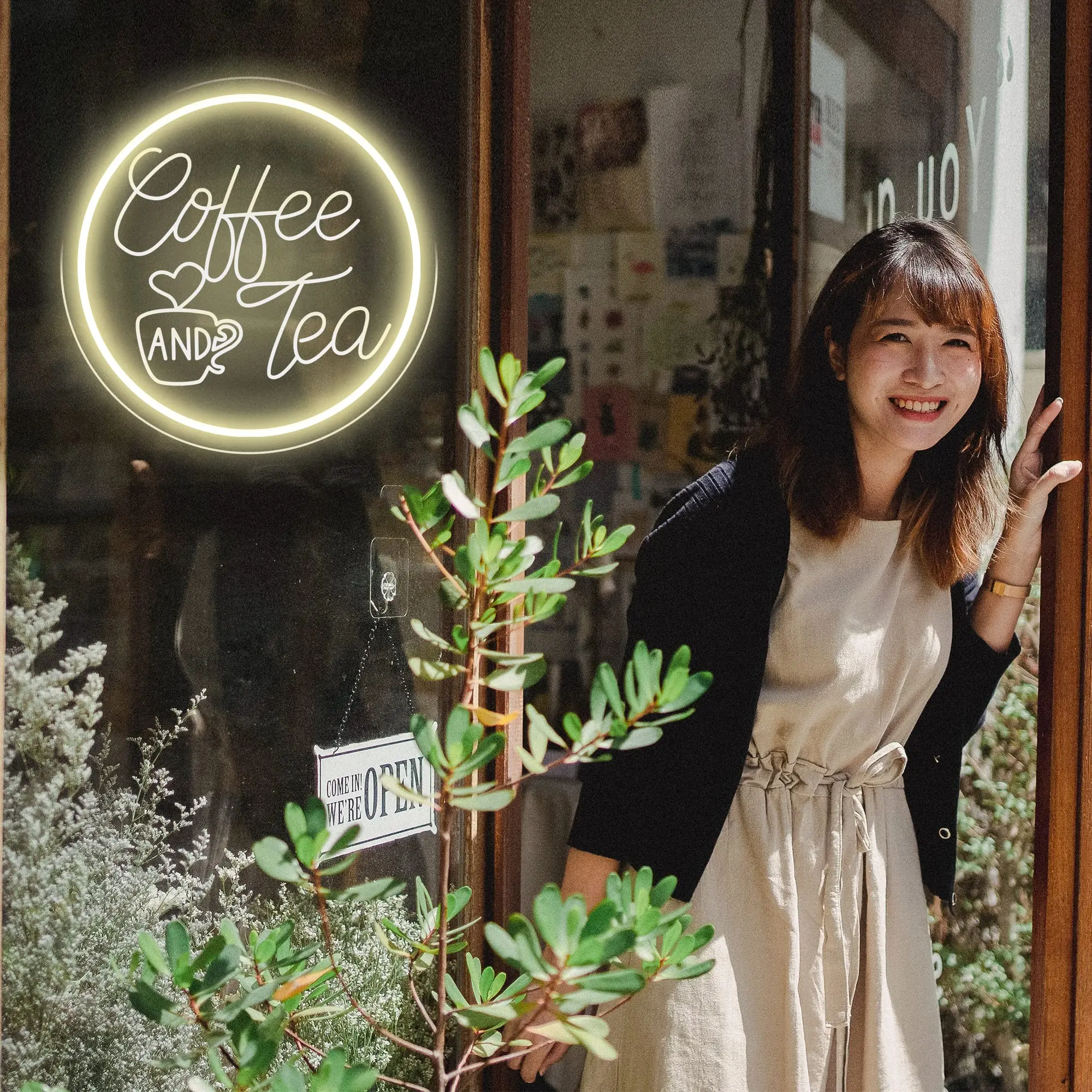 Coffee and Tea Neon Signs for Wall Decor LED Neon Light Signs USB Dimmable Coffee Bar Kitchen Home Cafe Office Club Restaurant