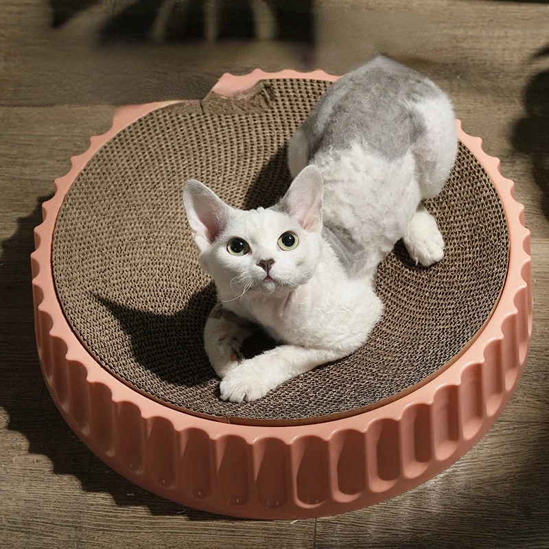 Pet Round Corrugated Paper Cat Scratch Board for Sleeping Grinding Cat Scratching Board Replaceable Inner Core Cat Scrapers