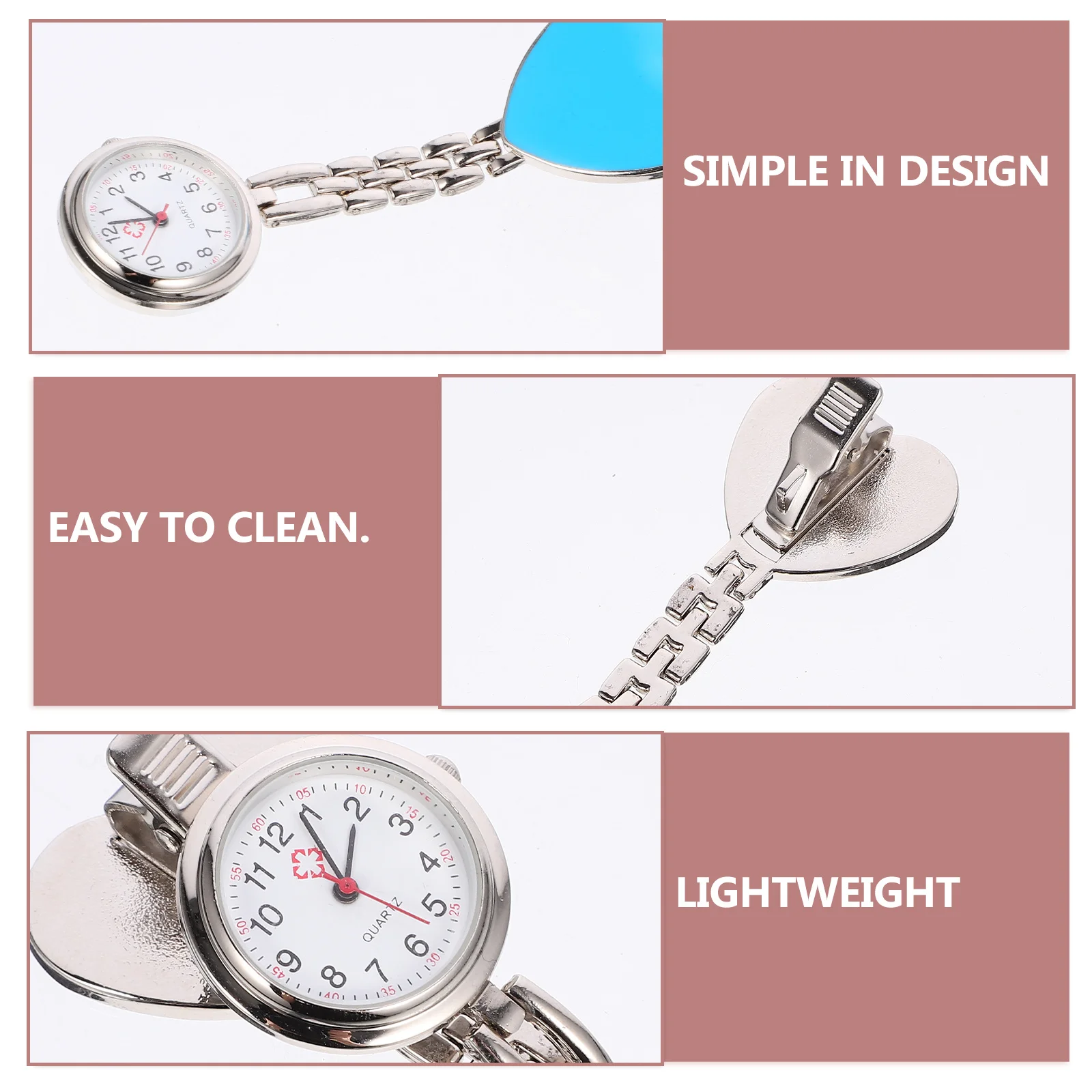 

Waterproof Luminous Nurse Watch Heart Shaped Quartz Pocket Watch Sky-Blue Single Fashion Medical Accessory Nurse Accessories