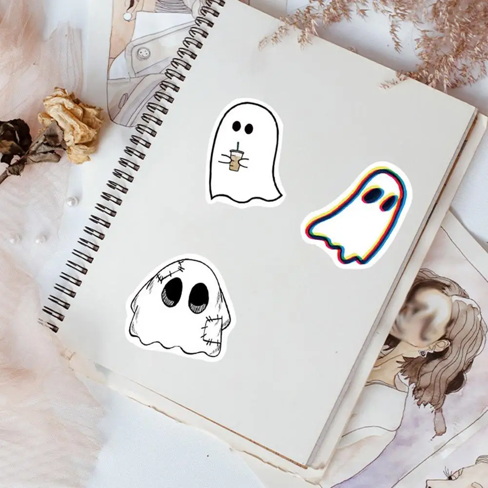 Juego de pegatinas impermeables de fantasma de Halloween, calcomanías de vinilo impermeables para botellas de agua, portátil, teléfono, más lindo para Halloween