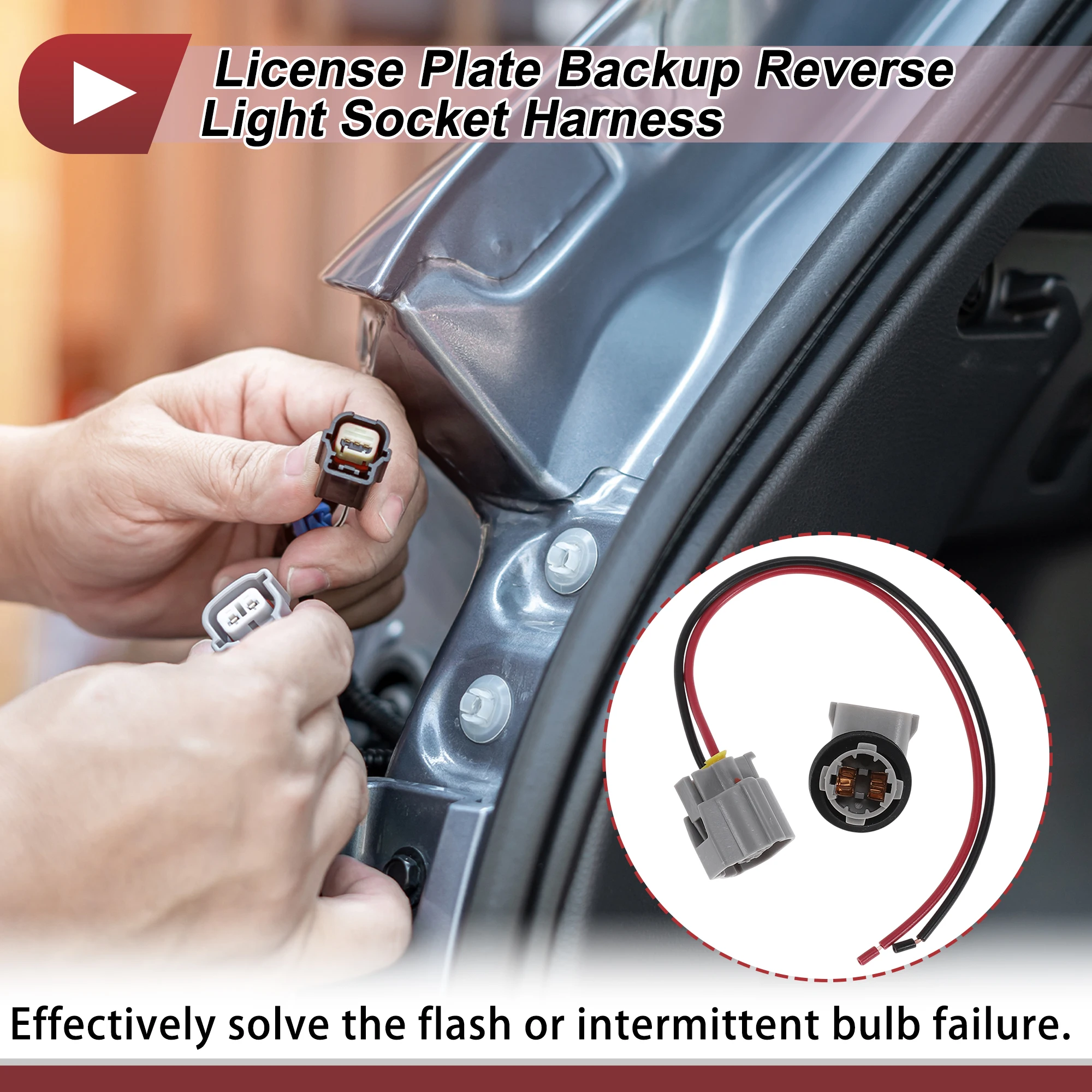 UXCELL Backup Reverse Lamp License Plate Light Bulb Socket Wiring for Toyota Corolla
