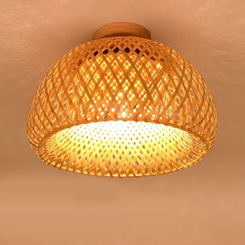 Bamboo Pendant Light Lamparas Lamp Bamboo 30/38cm Hanging Lampshade Pendant Light Deco Chinese Lantern Rattan Chandelier Large