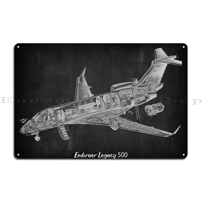 Embraer Legacy 500 Metal Plaque Club Printing Designing Print Wall Cave Tin Sign Poster