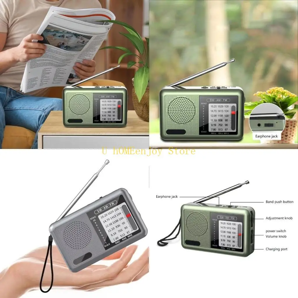 B0KF Portable Radio FM Shortwave Radio FM Weather Radio Sound Equipment Great Reception Earphone Transistors Radio