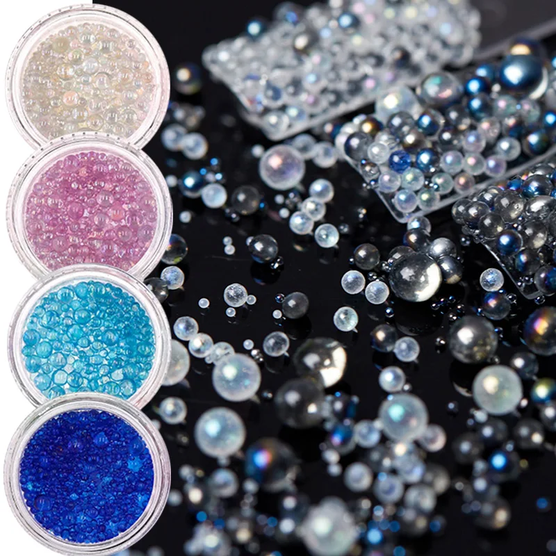 1Box MIni Caviar Tiny Beads Rhinestones Glass Balls Micro Bead 3D Nail Decorations Crystal Charms Nail Accessories