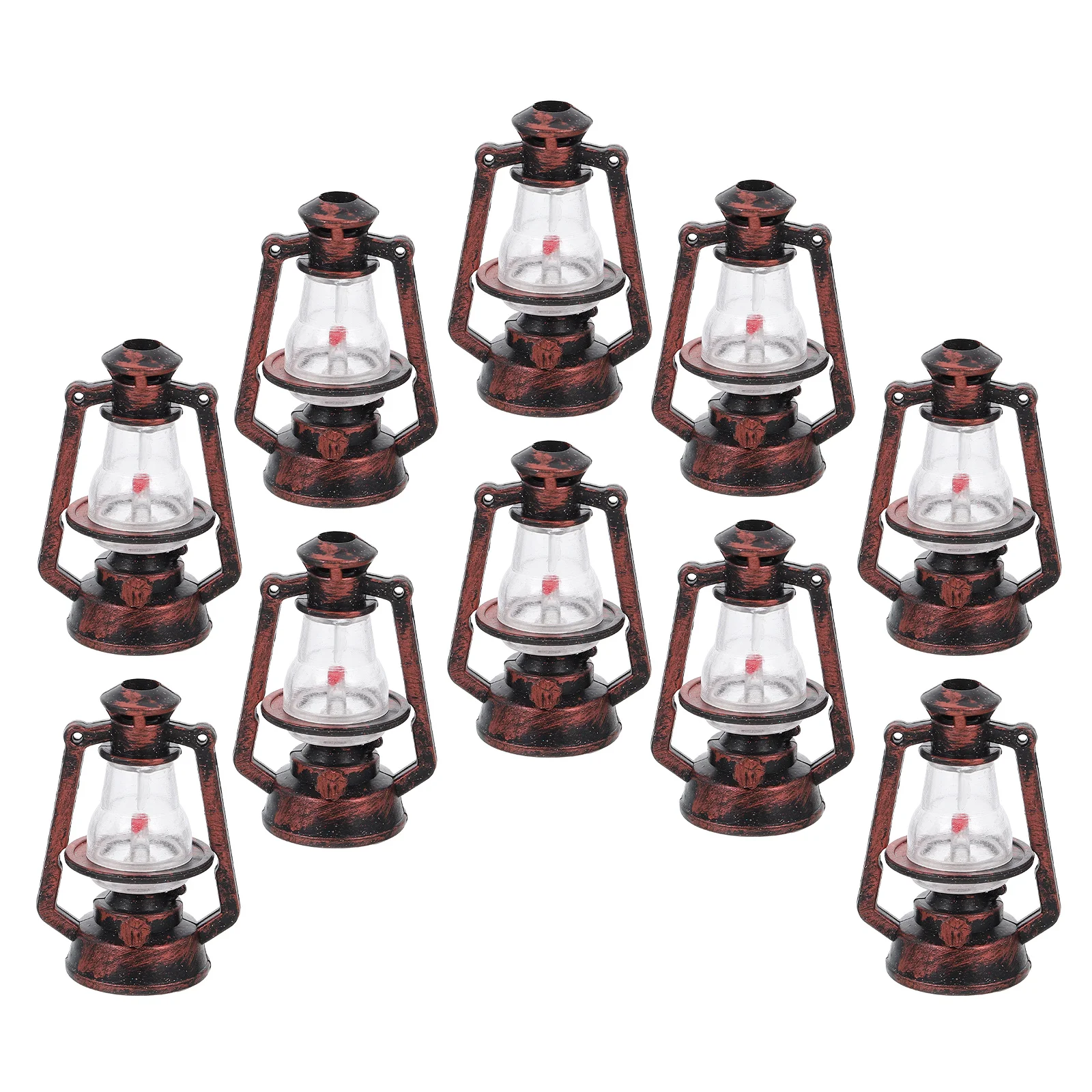 10 Pcs Lantern Mini Kerosene Lamp Outdoor Christmas Decor Lamparas Plastic Model