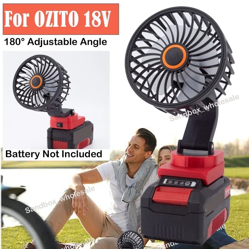 Imagem -06 - Portátil Camping Oficina Fan para Ozito Li-ion Alimentado por Bateria sem Fio Caminhadas Pesca Bateria Não Incluída 18v