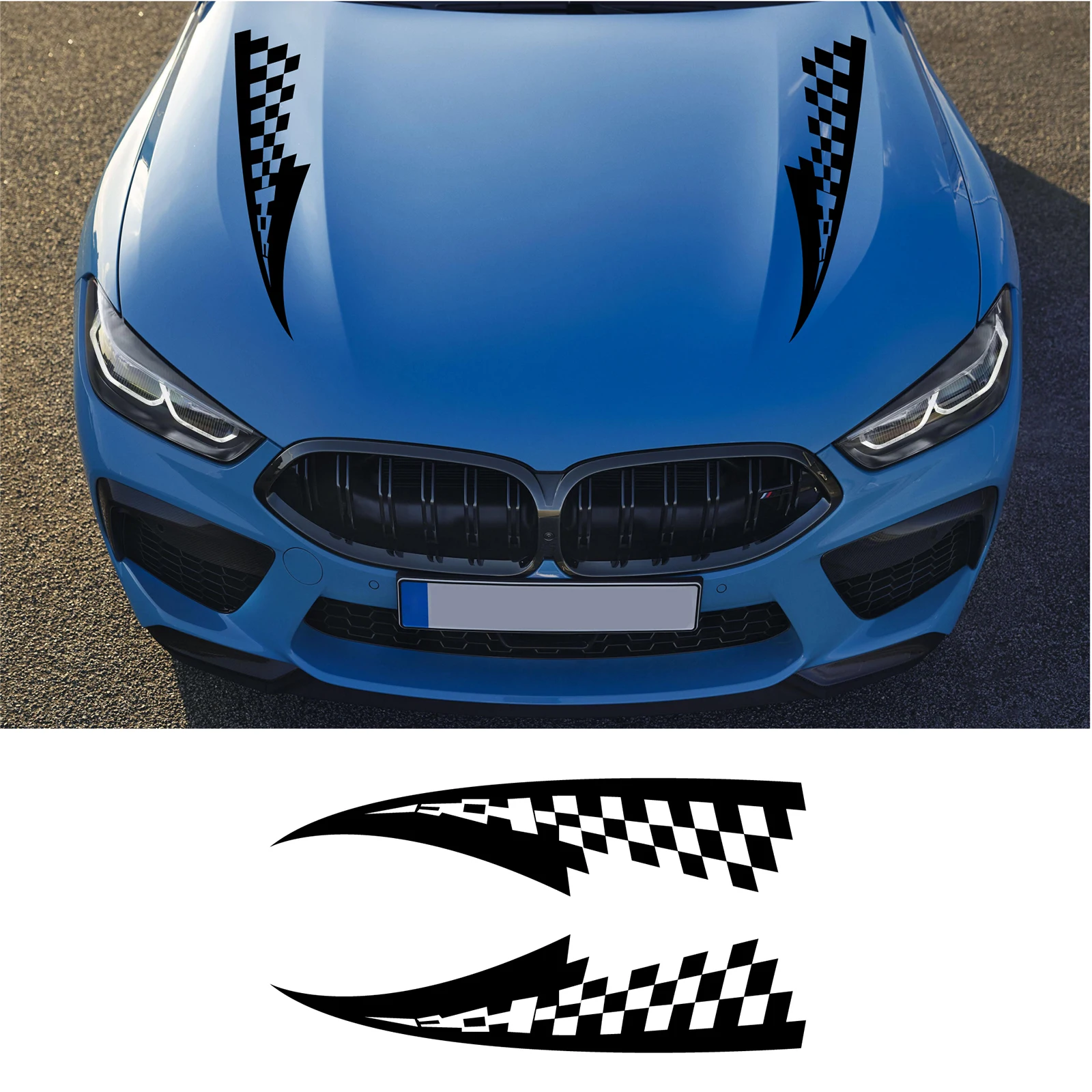 Hot-Selling Modified Car Styling Sticker Square Lattice Personality Patterned Sticker Film Hood Bonnet Decals Decor Accessories