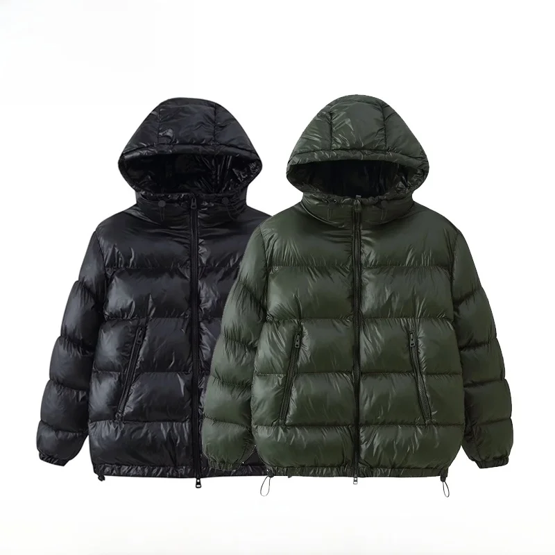 

Новая женская модная осенне-зимняя куртка EVEA с глянцевой поверхностью, капюшоном и молнией, из хлопка, с длинными рукавами, стандартного кроя, для повседневной носки