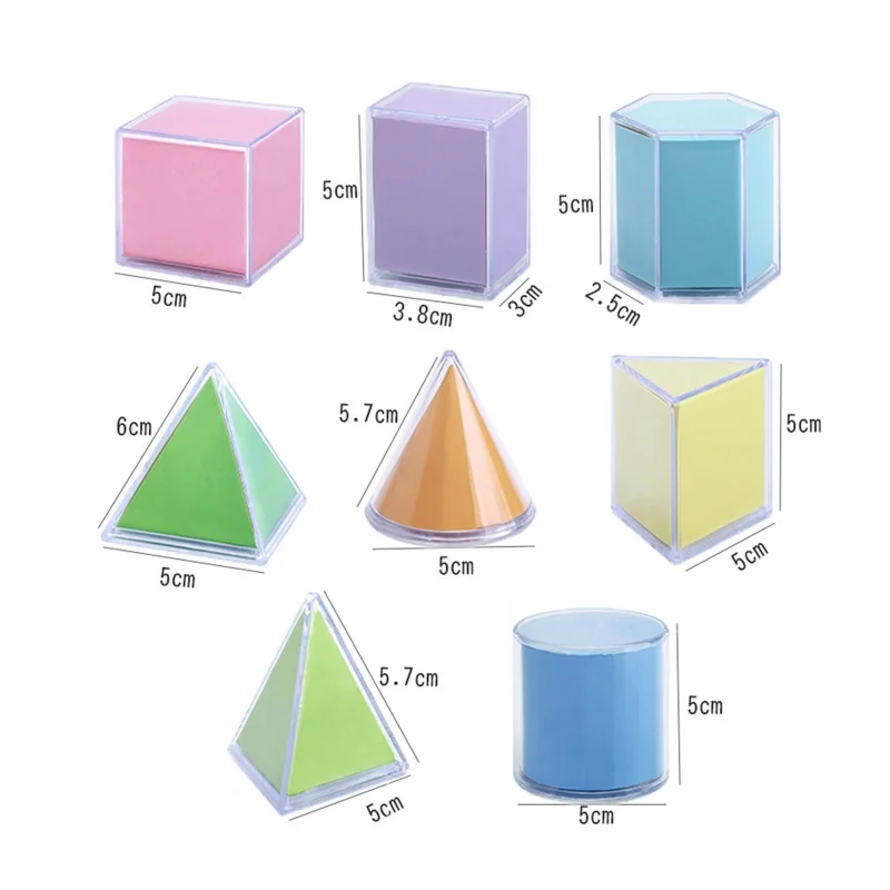 8Pcs Montessori Math Transparent 3D Geometry Building Block Learning Toy Teaching Aids 3D Spatial Thinking Sensory Puzzle Toys