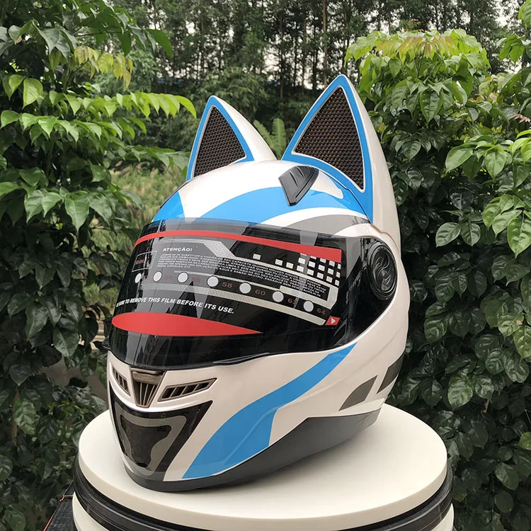 Cat Ear Moto Helmet Motocross Gift For Girlfriend Motorcycle Helmet Women Full Face Helmet Breathable Four Seasons DOT Approved