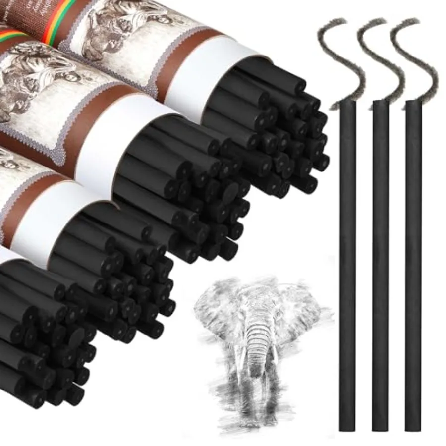 Pcs Willow Charcoal Sticks, Willow Charcoal, Artists, Beginners, Students, Perfect for Sketching, Drawing, Shading, and Fine Ba
