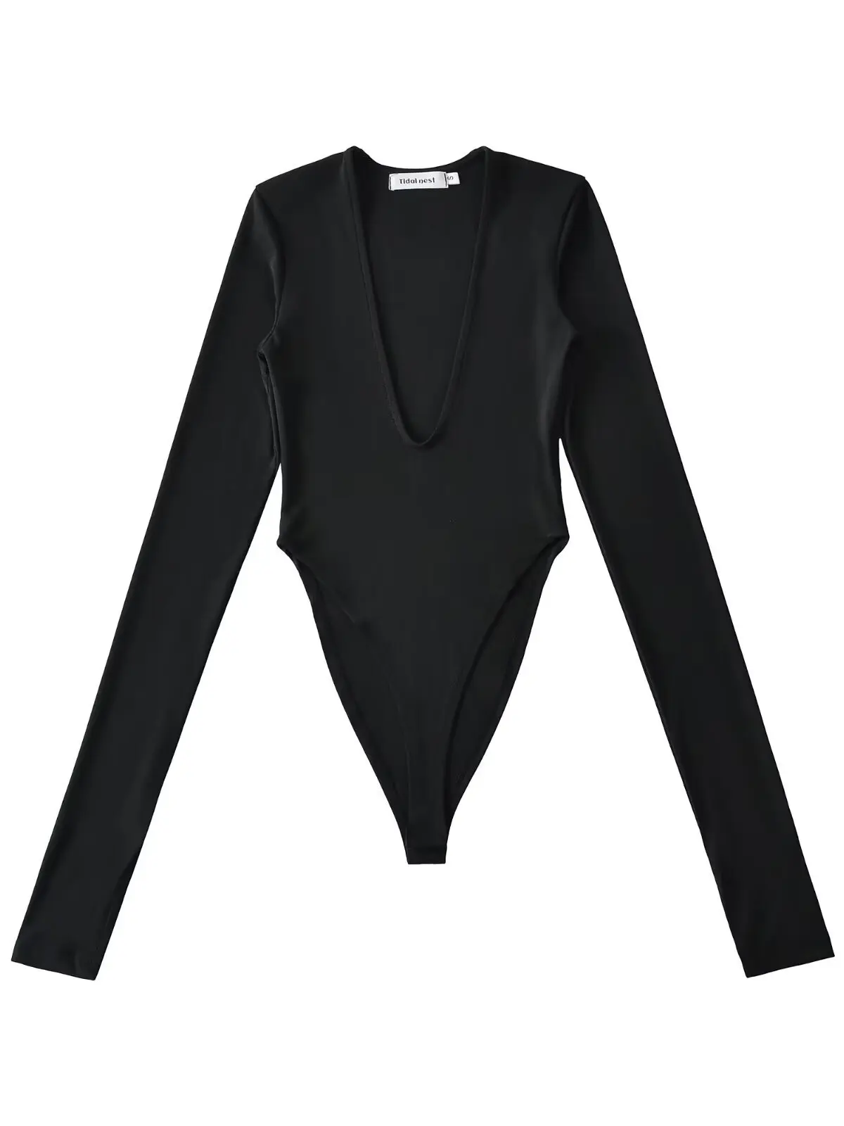 

Sexy Lace Deep V Neck Long Sleeve Onesie Street Style High Waist Hollow out Transparent Base Layer Shirt for Women Spring 2026