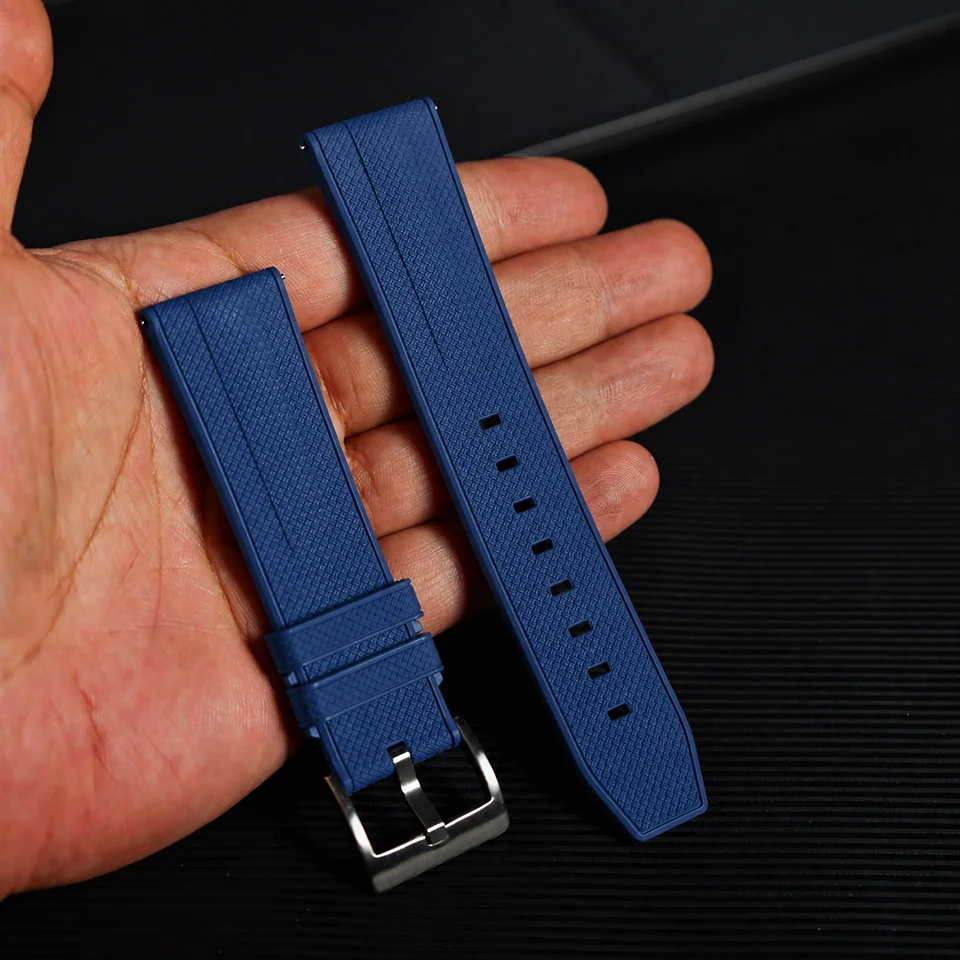 Großhandel Modische Sport-Uhrenarmbänder mit Schnellverschluss, Vulkanisierter Gummi, 20mm 22mm FKM Uhrenarmband – Detail 10