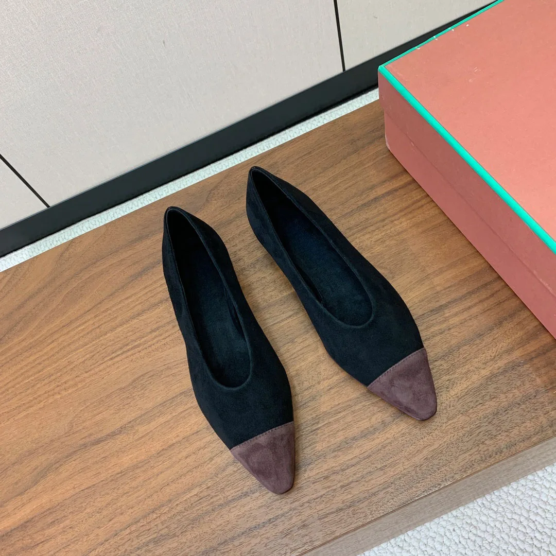 

Женская обувь с цветными блоками, кашемировая верхняя кожаная подошва, минималистичный стиль, элитная универсальная повседневная одежда, классическая прочная