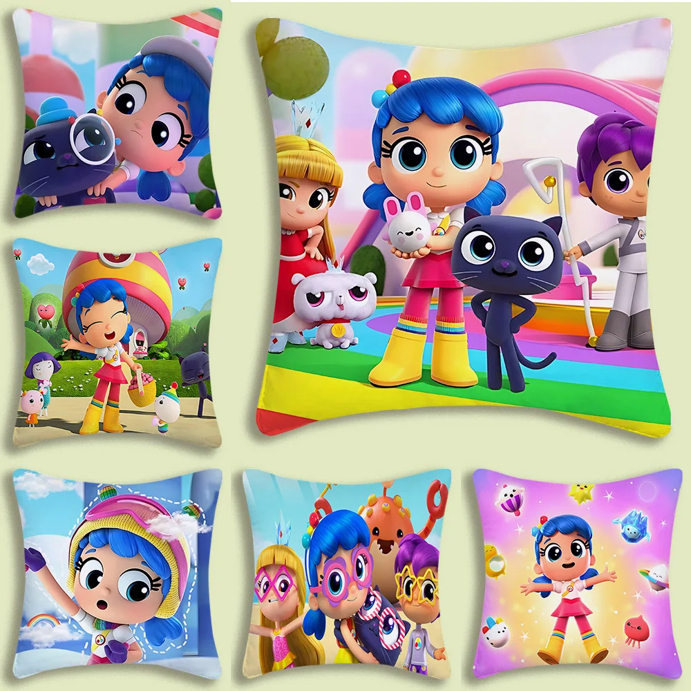 True and The Rainbow Kingdom Pillow Covers Cartoon Sofa Decorative Home Double-sided Printing Short Plush Cute Cushion Cover