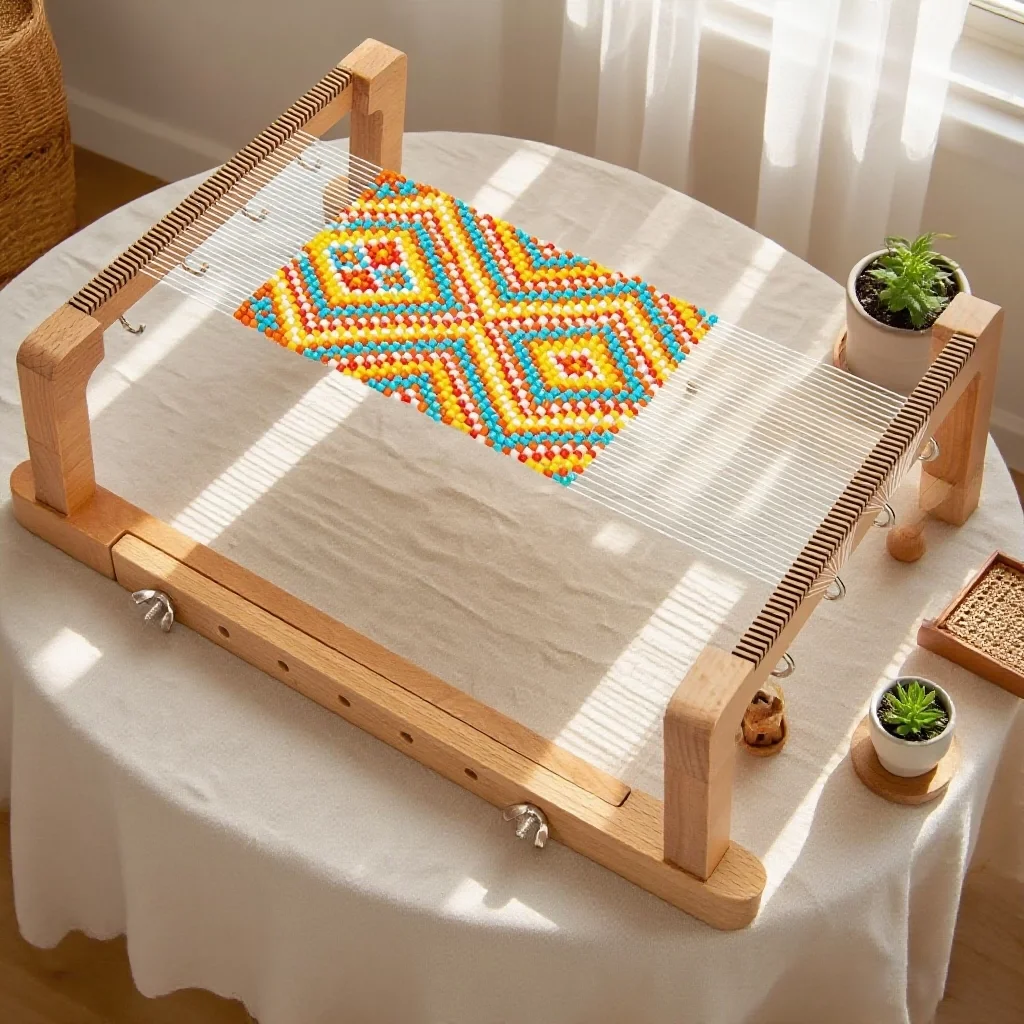 

Solid Wood Bead Weaving Loom Kit, Adjustable Jewelry-Making Machine for DIY Beads Loom Machine