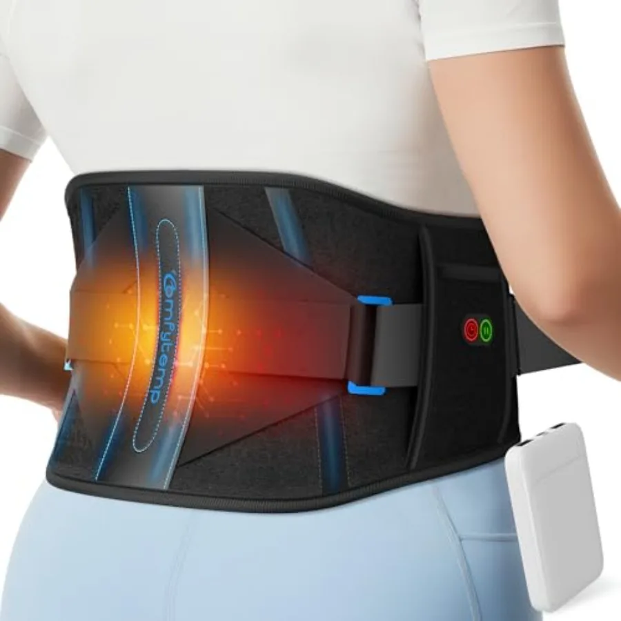 

Comfytemp Cordless Heating Pad with Back Brace for Lower Back Pain Relief: Portable Wireless Heated Waist Belt Rechargeable Lum