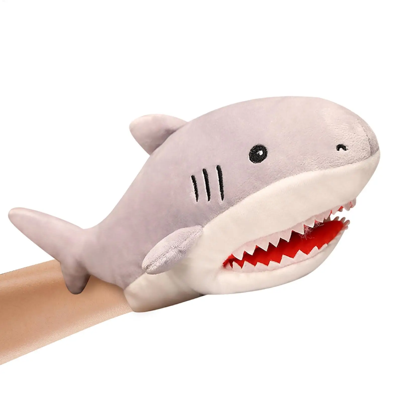 Shark Hand Puppet 11.81 Inch Cute Plush Toy with Moveable Mouth Shark Animal Hand Puppets for Birthday Parties Christmas