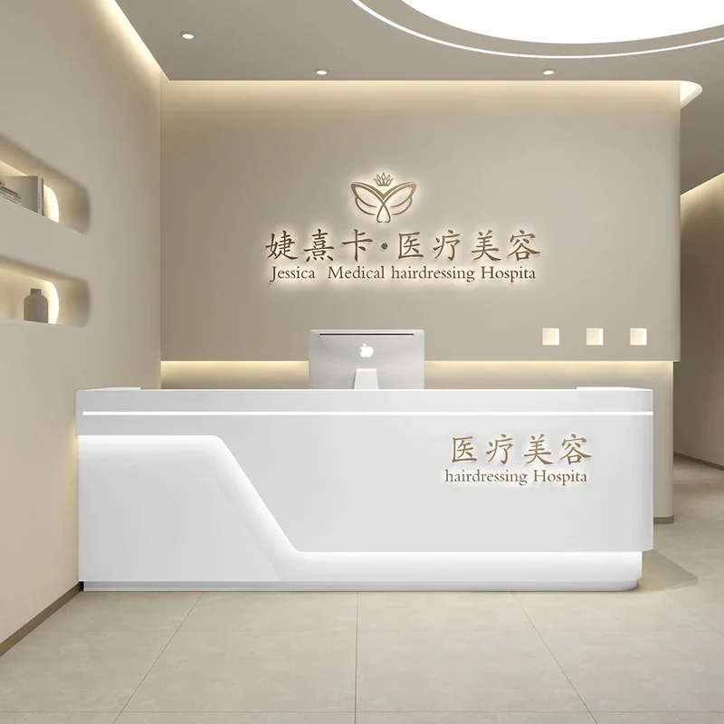 Simple Salon Business Reception Desks Supermarket Commercial Cashier Reception Restaurant Luxury Podium De Acrilico Furniture