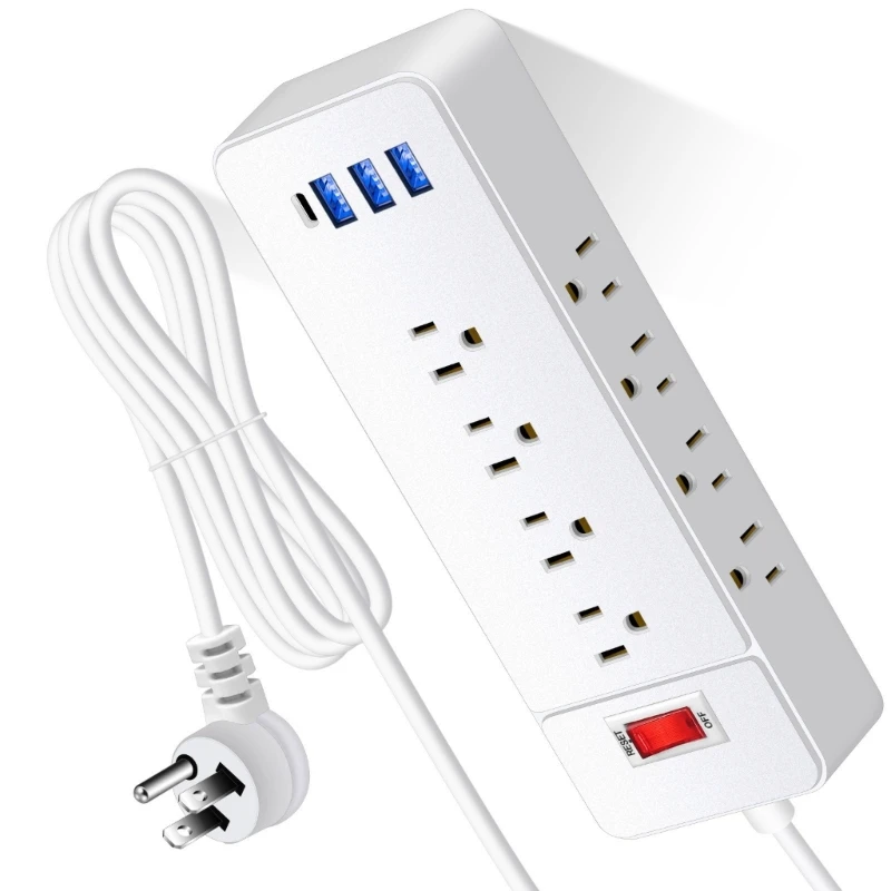 5.9ft Cord Power Strips with USB Port and 12Widely Space Outlets Power Supply