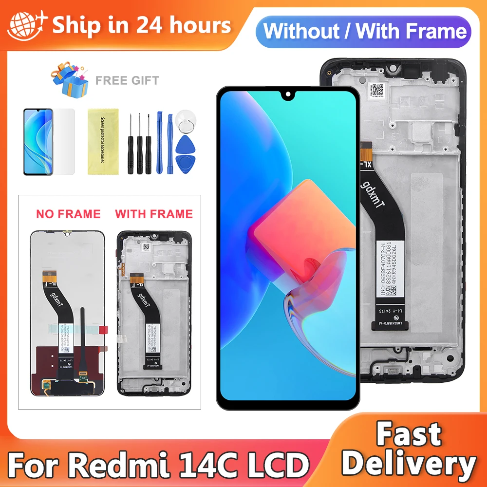 

ЖК-дисплей 6,88 ''для Xiaomi Redmi 14C 2409BRN2CC, сенсорный экран, дигитайзер для Redmi 14C, сменный экран дисплея с рамкой