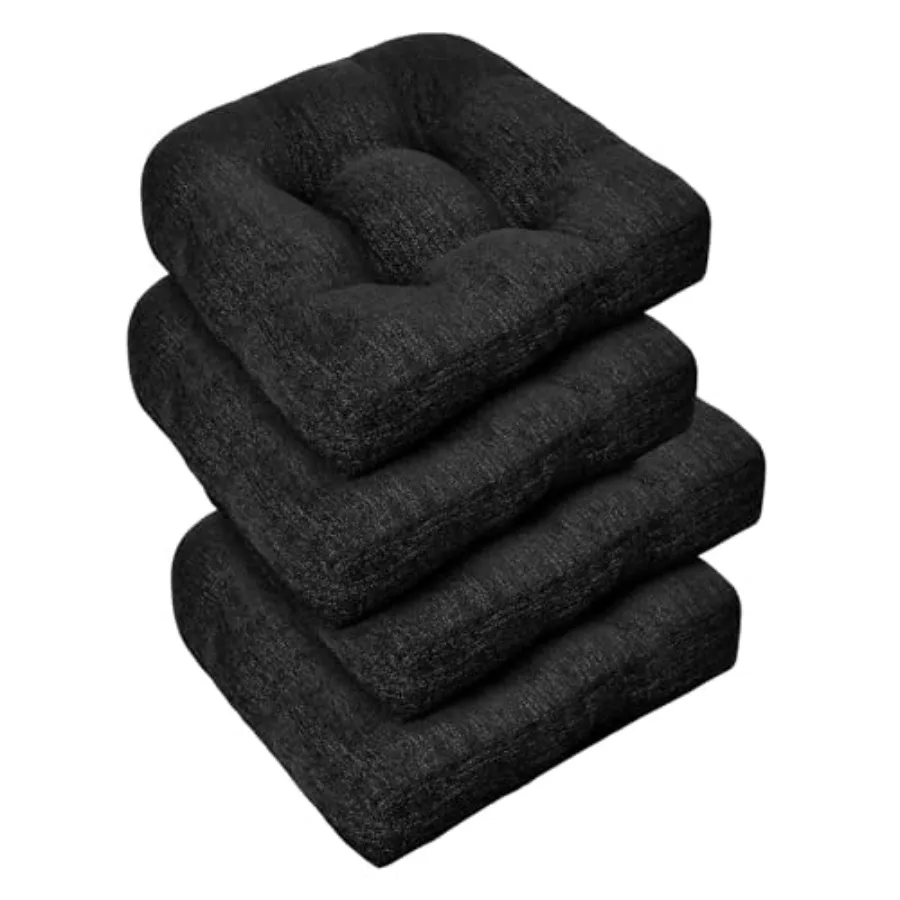 

Chair Cushions for Dining Chairs 4 Pack, Tufted Indoor Chair Pads with Non-Slip Bottom, U-Shaped Kitchen Chair Cushions, 17"x17