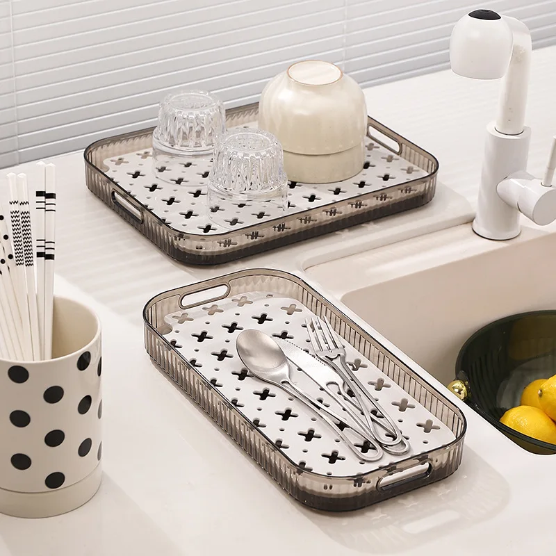 

Multipurpose Drainer Shelf Durable Dish Drainer Tray Sink Organizer for Cosmetics Vanities Countertop Tableware Bathroom Sinks