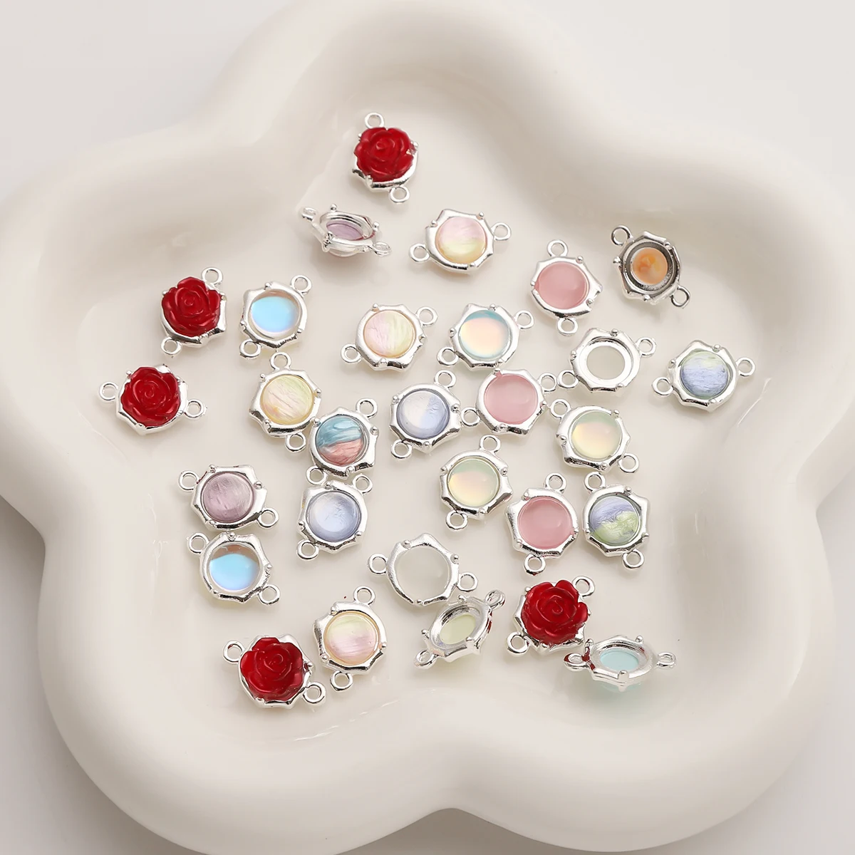 Legering kralen charme Cat Eye steen geverfd dubbele hangende hanger kralen connectoren DIY sieraden armband ketting oorbellen accessoires