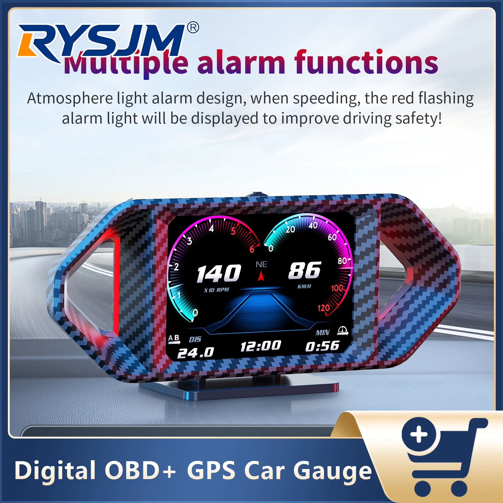 P26 OBD Car Head Up Display Slope Meter Accelerometer GPS Speedometer Water Temp Fuel Consumption LCD On-Board Computer
