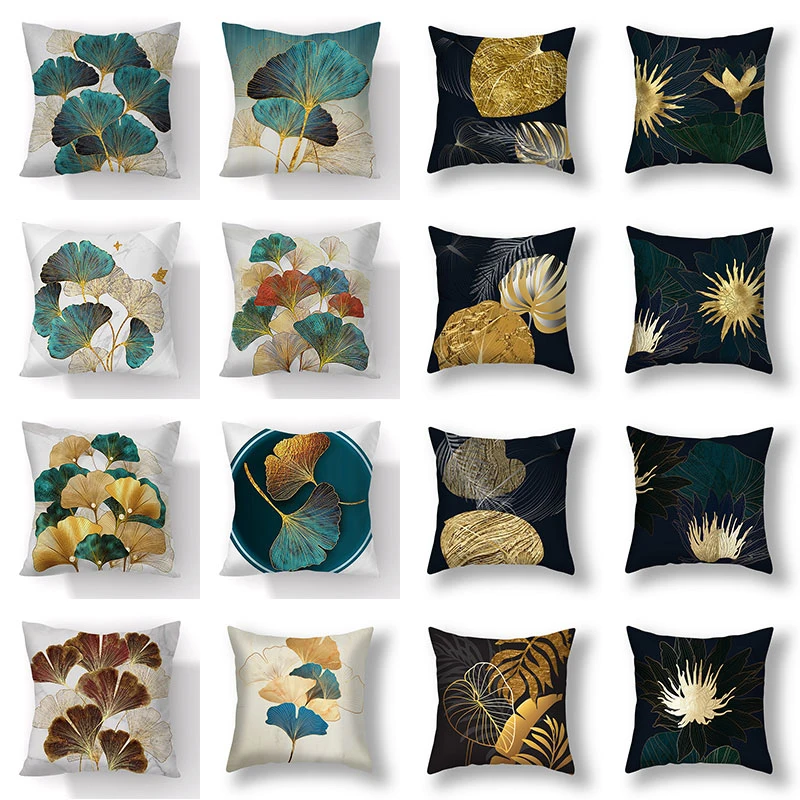 Ginkgo Biloba Pillowcase  Upholstered  Christmas New Year Cushion Cover Home Decor  Aesthetics