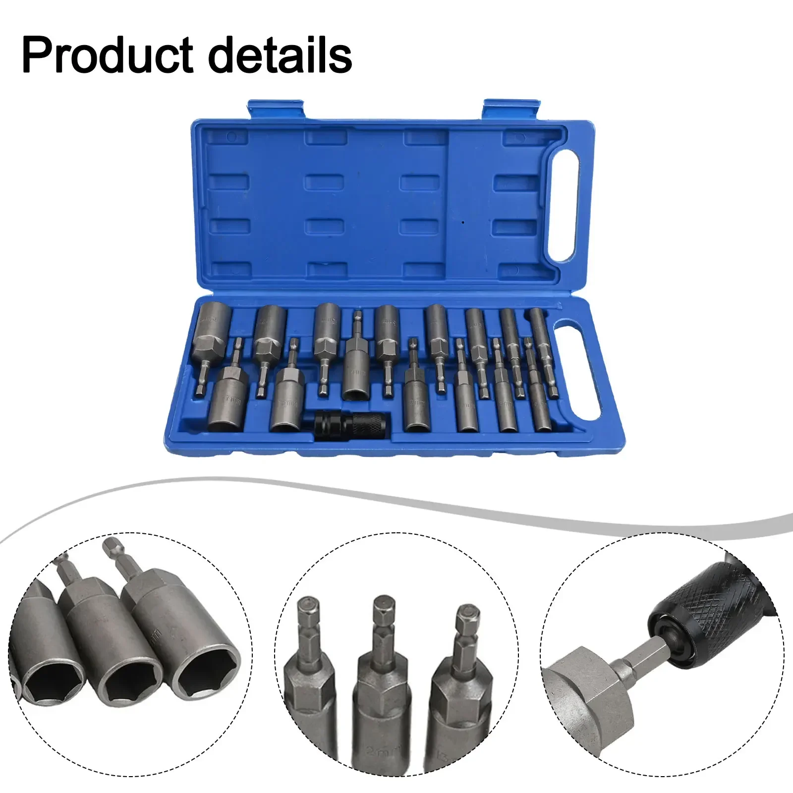 

15 Piece Hex Socket Driver Set Compatible with Various Power Tools Ranging from Sizes of 5 5mm to 19mm for Every Task