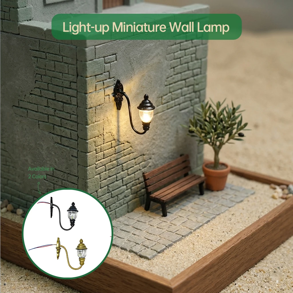 

3Pcs Miniature LED Wall Lamp 3V Retro Streetlights Model Toys For DIY Building Dollhouse Diorama Railway Scene Decoraion