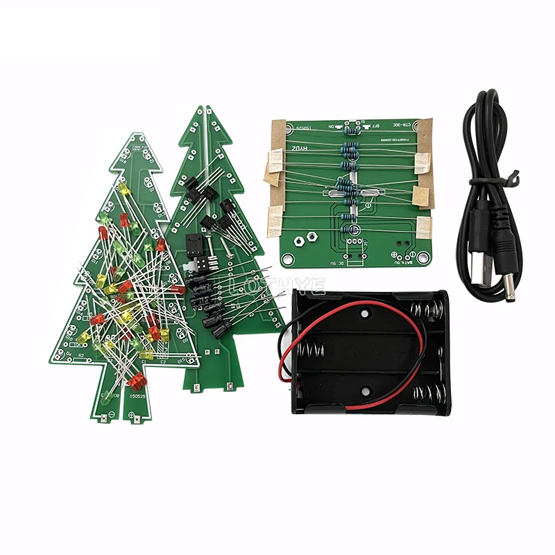 DIY 3D Christmas Tree LED Flash Kits DlY Electronic Kit Soldering Assembly 3 Color / 7 Color Electronic Fun Welding DC 4.5V-5V